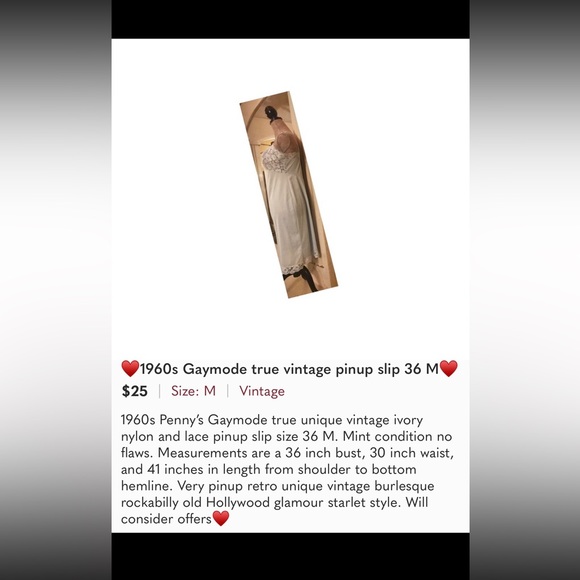 ♥️1960s True Vintage Philmaid Embroidered Pinup Nightie Slip Lingerie M♥️ - Picture 4 of 6